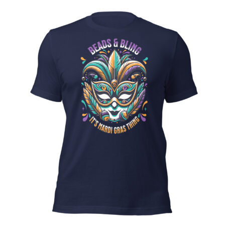Big Mask Mardi Gras t-shirt with colorful carnival design